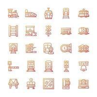 Set of Railway icons with gradient style. vector