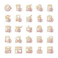 Set of Coffee icons with gradient style. vector