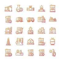 Set of Oil Industry icons with gradient style. vector