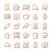 Set of Kitchen icons with gradient style. vector