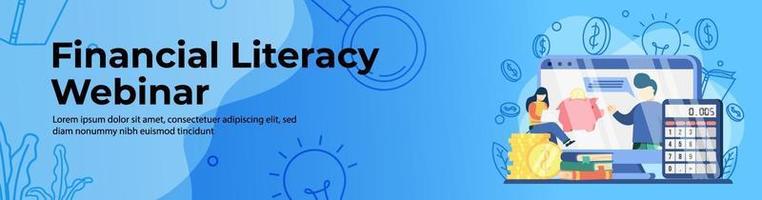 seminario web de alfabetización financiera diseño de banner web vector