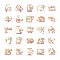 Set of Protect and Security icons with gradient style. vector