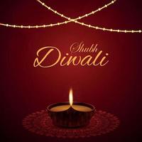 Indian festival of happy diwali celebration greeting card with vector diya on creative background