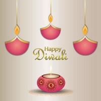 Ilustración de vector creativo de feliz diwali, festival de diwali de tarjeta de felicitación de invitación ligera