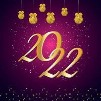 2022 happy new year golden text effect on creative background vector