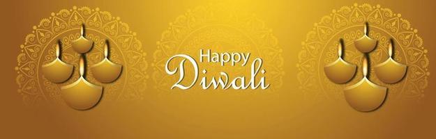 Happy diwali celebration banner or header with creative vector illustration