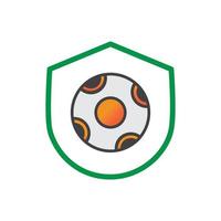 Diseño de ilustración de escudo iwth de balón de fútbol. icono de escudo de iwth de balón de fútbol aislado sobre fondo blanco. vector listo para usar.