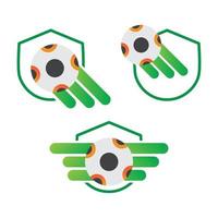 Diseño de ilustración de escudo iwth de balón de fútbol. icono de escudo de iwth de balón de fútbol aislado sobre fondo blanco. vector listo para usar.