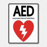 Symbol AED Sign label on transparent background vector
