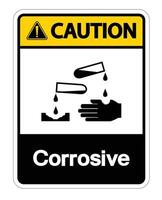 Caution Corrosive Symbol Sign on white background vector