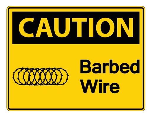 Caution Barbed Wire Symbol Sign On White Background,Vector Illustration