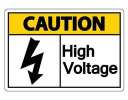 Caution high voltage sign on white background vector