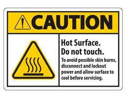 Hot Surface, Do Not Touch, To Avoid Possible Skin Burns, Disconnect And Lockout Power And Allow Surface To Cool Before Servicing Symbol Sign Isolate On White Background,Vector Illustration vector