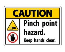 Caution Pinch Point Hazard,Keep Hands Clear Symbol Sign Isolate on White Background,Vector Illustration vector