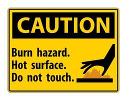 Caution Burn hazard,Hot surface,Do not touch Symbol Sign Isolate on White Background,Vector Illustration vector