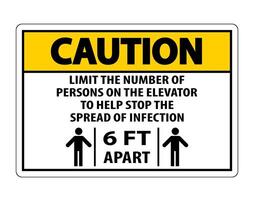 Caution Elevator Physical Distancing Sign Isolate On White Background,Vector Illustration EPS.10 vector