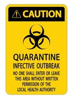 Caution Quarantine Infective Outbreak Sign Isolate on transparent Background,Vector Illustration vector