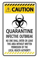 Caution Quarantine Infective Outbreak Sign Isolate on transparent Background,Vector Illustration vector