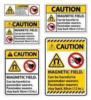 Caution Magnetic field can be harmful to pacemaker wearers.pacemaker wearers.stay back 30cm vector