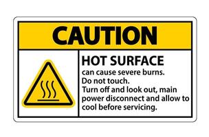 Caution Hot surface sign on white background vector