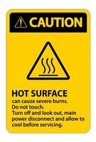 Caution Hot surface sign on white background vector