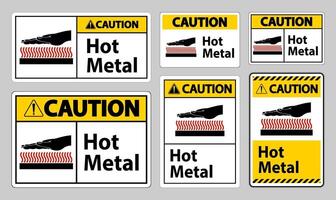 Precaución signo de símbolo de metal caliente aislado sobre fondo blanco. vector