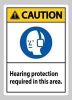 Caution PPE Sign Hearing Protection Required In This Area with Symbol vector