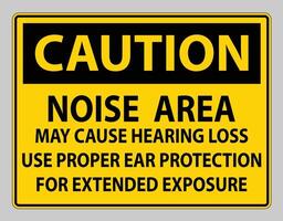 Caution PPE Sign, Noise Area May Cause Hearing Loss, Use Proper Ear Protection For Extended Exposure vector