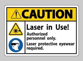 señal de precaución láser en uso solo personal autorizado protección láser vector