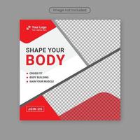 Fitness gym social media post square banner template Design vector