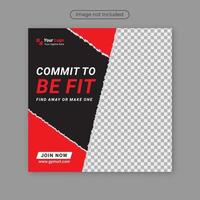 Clean and Custom Fitness Gym Social Media Post Banner Template Design and Pro Vector Illustration.