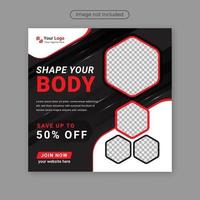 Gym Fitness social media post template design for internet ads and web. vector