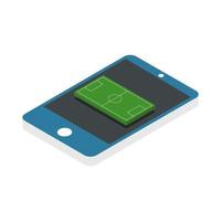 Soccer Field On Isometric Smartphone vector