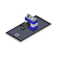 Camera On Isometric Smartphone vector