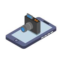 Camera On Isometric Smartphone vector