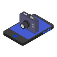 Camera On Isometric Smartphone vector