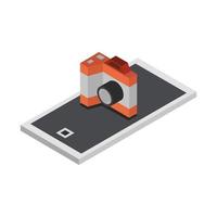 Camera On Isometric Smartphone vector