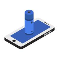 Isometric Smartphone With Battery vector