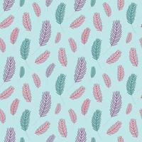Bird feathers seamless pattern. Easter pattern with chicken feathers. Vector flat illustration. Design for textiles, packaging, wrappers, greeting cards, paper, printing