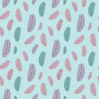 Bird feathers seamless pattern. Easter pattern with chicken feathers. Vector flat illustration. Design for textiles, packaging, wrappers, greeting cards, paper, printing