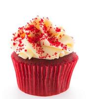 Red velvet cupcake isolated on white