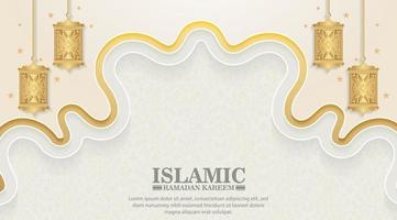 luxury white ramadan kareem banner vector