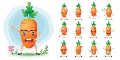 Cute mascot carrot character set collection vector