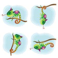 cute chameleons collection with ethnic costume