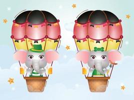 Cute koala on hot air balloon with traditional oktoberfest dress vector