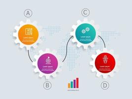 gear wheel horizontal infographics presentation element template with business icons vector