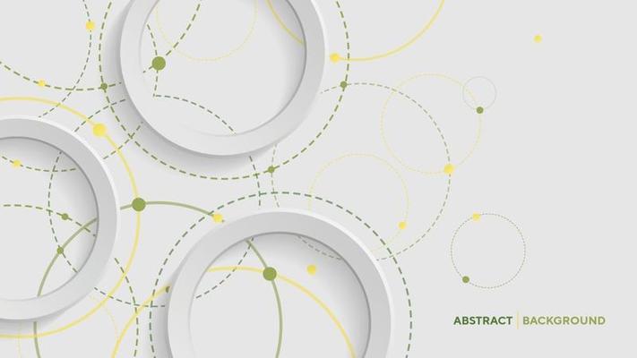 Abstract geometric background with green gradient circle on white background