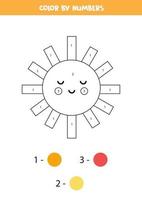 Color cute kawaii Sun. Worksheet for kids. vector