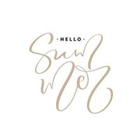 Hello Summer Calligraphy lettering brush text. Vector Hand Drawn Isolated phrase. Illustration doodle sketch isolated design for greeting card, print