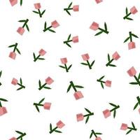 Scandinavian spring flower tulip Vector kids seamless background pattern for baby shower, textile design. Simple texture for nordic wallpaper, fills, web page background